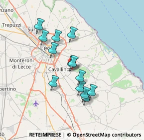 Mappa Case Sparse Via Comunale di Lei, 73023 Lizzanello LE, Italia (6.39615)