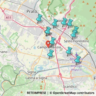 Mappa VIA ARNO, 50013 Campi Bisenzio FI, Italia (3.75667)