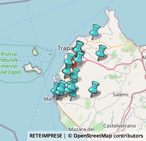 Mappa Trapani, 91100 Rilievo TP, Italia (10.925)