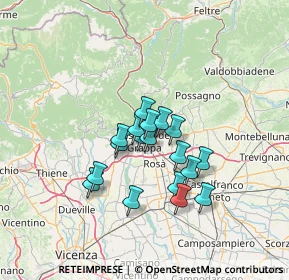 Mappa Viale dei Martiri, 36061 Bassano del Grappa VI, Italia (9.61)