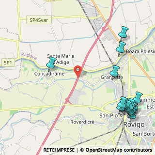 Mappa A13 Bologna - Padova, 45100 Concadirame RO, Italia (3.12286)