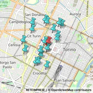 Mappa Via Vitaliano Donati, 10121 Torino TO, Italia (0.7605)