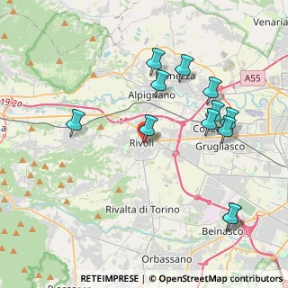 Mappa Via Cavalieri di Vittorio Veneto, 10098 Rivoli TO, Italia (4.31167)
