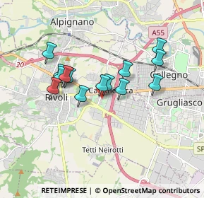 Mappa Via Giovanni Camandona, 10090 Rivoli TO, Italia (1.46929)