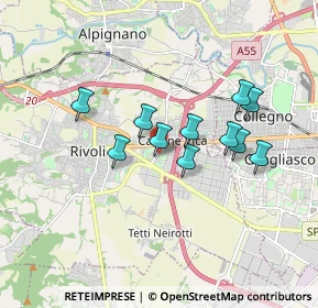 Mappa Via Giovanni Camandona, 10090 Rivoli TO, Italia (1.44364)