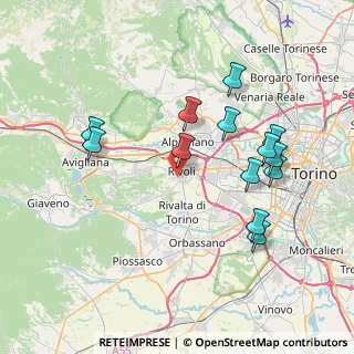 Mappa Via alle Fontane, 10098 Rivoli TO, Italia (7.75692)