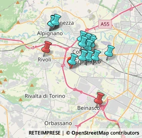 Mappa Corso C. G. Allamano, 10098 Rivoli TO, Italia (3.05529)