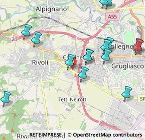 Mappa Corso L. Einaudi, 10098 Rivoli TO, Italia (2.36133)