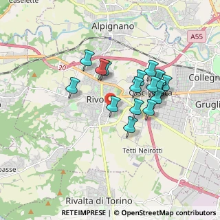 Mappa Via Luigi Gatti, 10098 Rivoli TO, Italia (1.48667)