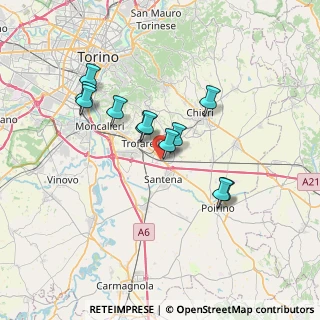Mappa Via Luigi Cavaglià, 10020 Cambiano TO, Italia (6.09273)