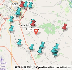 Mappa Via Provinciale per castri, 73023 Lizzanello LE, Italia (5.4935)