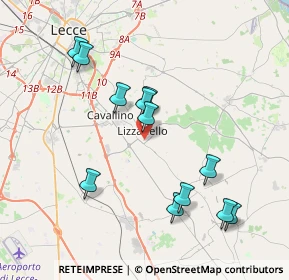 Mappa Via Piave, 73023 Lizzanello LE, Italia (4.1675)