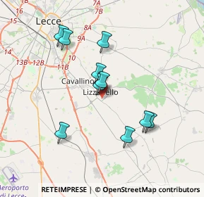 Mappa Via Piave, 73023 Lizzanello LE, Italia (3.28364)