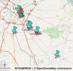 Mappa Via Guglielmo Oberdan, 73023 Lizzanello LE, Italia (4.50273)