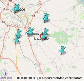 Mappa Via Guglielmo Oberdan, 73023 Lizzanello LE, Italia (4.02455)