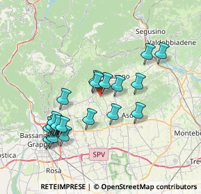 Mappa Via Colli, 31017 Paderno del Grappa TV, Italia (7.1375)