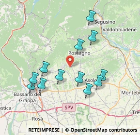Mappa Via Colli, 31017 Paderno del Grappa TV, Italia (7.30333)