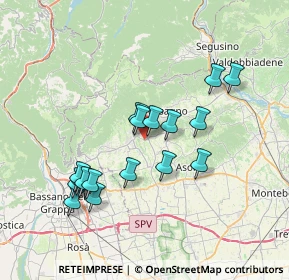 Mappa Piazza Madonnina del Grappa, 31017 Paderno del Grappa TV, Italia (6.75824)