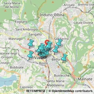 Mappa Via Eleuterio Pagliano, 21100 Varese VA, Italia (1.12667)