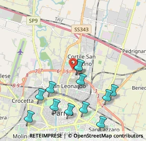 Mappa Via San Leonardo, 43122 Parma PR, Italia (2.23333)