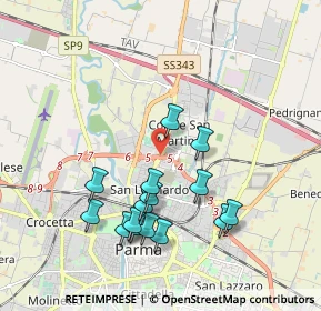 Mappa Via San Leonardo, 43122 Parma PR, Italia (1.90467)