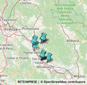 Mappa Località Pontifogno alle Maremme, 50066 Reggello FI, Italia (9.70385)