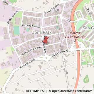 Mappa Via dell'Artigianato, 31, 75100 Matera, Matera (Basilicata)