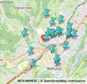 Mappa Via Eustacchio Rudio, 32100 Belluno BL, Italia (0.8365)