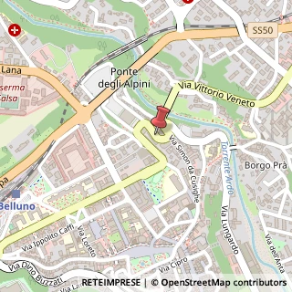 Mappa Via Aristide Gabelli,  3, 32100 Belluno, Belluno (Veneto)