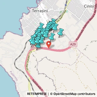 Mappa A29 Palermo - Mazara del Vallo, 90049 Terrasini PA, Italia (0.71538)