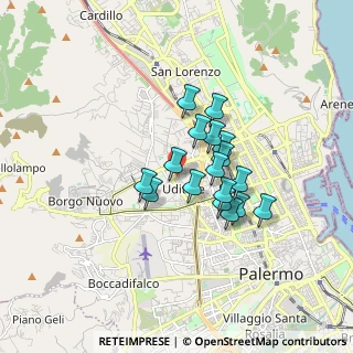 Mappa Via Giacomo Aricò, 90145 Palermo PA, Italia (1.37824)