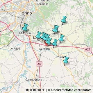 Mappa Via Caboto, 10026 Santena TO, Italia (5.20692)