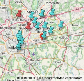 Mappa Via della Quercia Jacopo, 20096 Pioltello MI, Italia (7.34444)