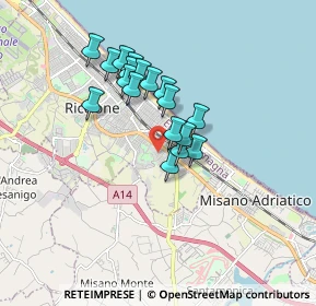 Mappa Via Lucania, 47838 Riccione RN, Italia (1.36667)