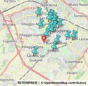 Mappa Via del Guercino, 41124 Modena MO, Italia (1.6295)