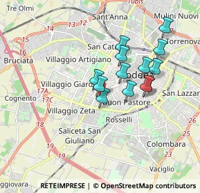 Mappa Via del Giorgione, 41124 Modena MO, Italia (1.48462)