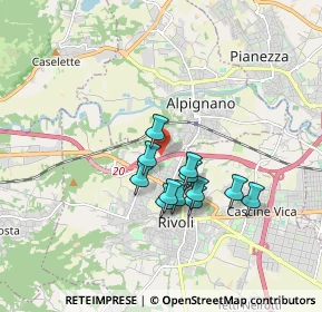 Mappa Via Fratelli Bellettati, 10098 Rivoli TO, Italia (1.36167)