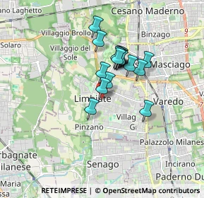 Mappa Via Adolfo Valentini, 20812 Limbiate MB, Italia (1.22412)