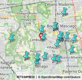 Mappa Via Adolfo Valentini, 20812 Limbiate MB, Italia (2.0685)