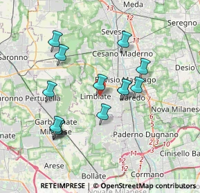 Mappa Via Adolfo Valentini, 20812 Limbiate MB, Italia (3.45357)