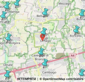 Mappa Via San Giovanni Bosco, 20876 Ornago MB, Italia (3.225)