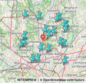 Mappa 20814 Varedo MB, Italia (7.1385)