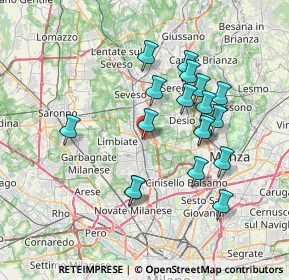 Mappa Piazza A. Volta, 20814 Varedo MB, Italia (6.72056)