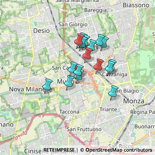 Mappa Via Nazario Sauro, 20835 Muggiò MB, Italia (1.33882)