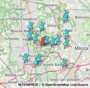 Mappa Via C. Treves, 20834 Nova Milanese MB, Italia (3.11688)