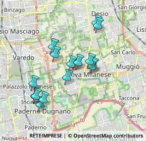 Mappa Via Fratelli Rosselli, 20834 Nova Milanese MB, Italia (1.646)