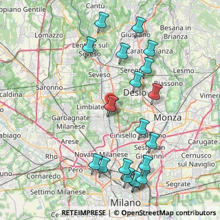 Mappa Via Tiziano Vecellio, 20814 Varedo MB, Italia (9.07)