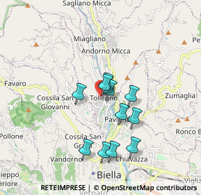 Mappa Via Guglielmo Oberdan, 13818 Tollegno BI, Italia (1.43545)