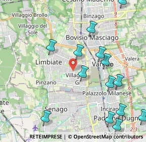 Mappa Via Bartolomeo Colleoni, 20812 Limbiate MB, Italia (2.755)