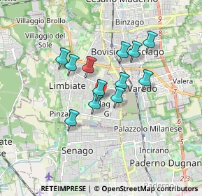 Mappa Via Bartolomeo Colleoni, 20812 Limbiate MB, Italia (1.31333)